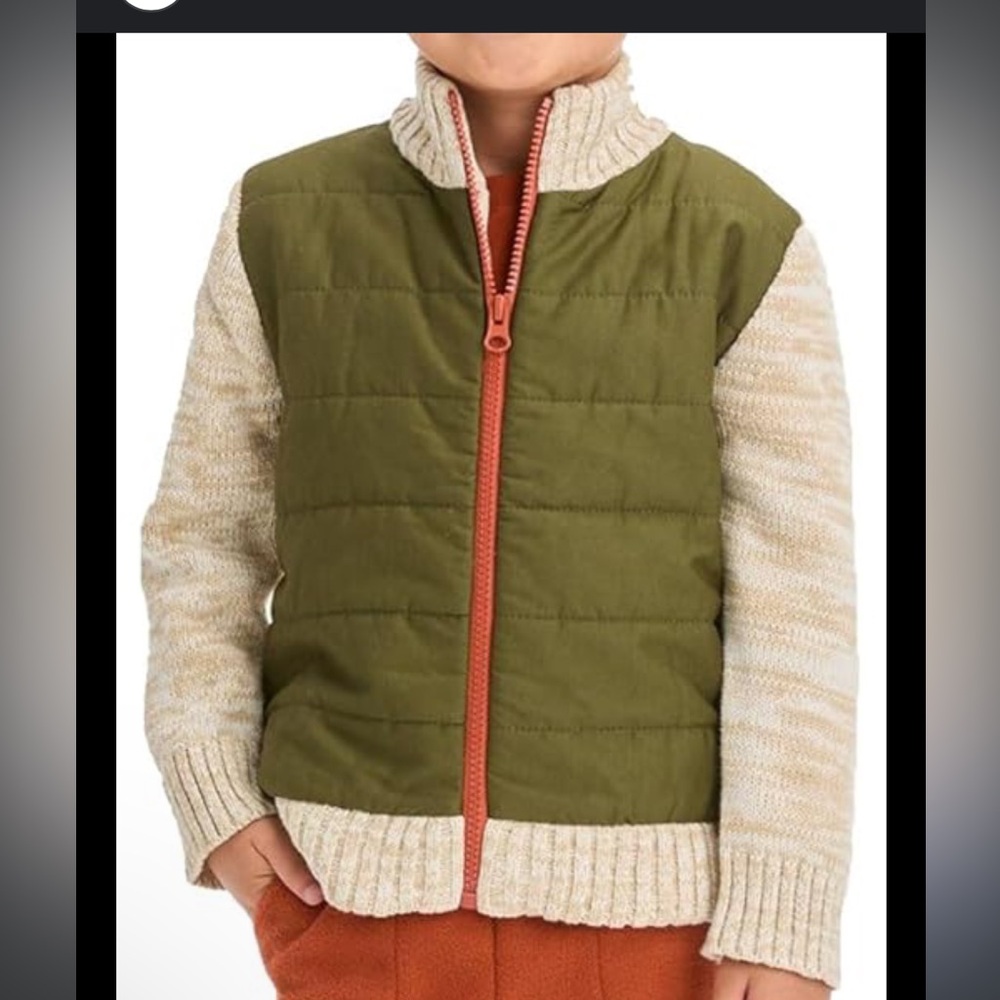 Green and Cream Quilted Jacket for Kids